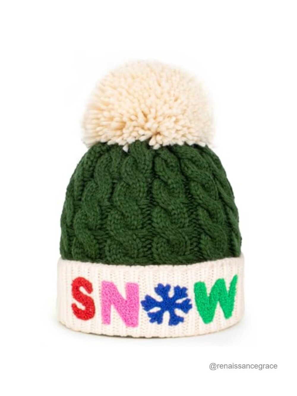 Christmas Merry Beanie Crochet Cable Knit Pompom Santa Hat Women Winter